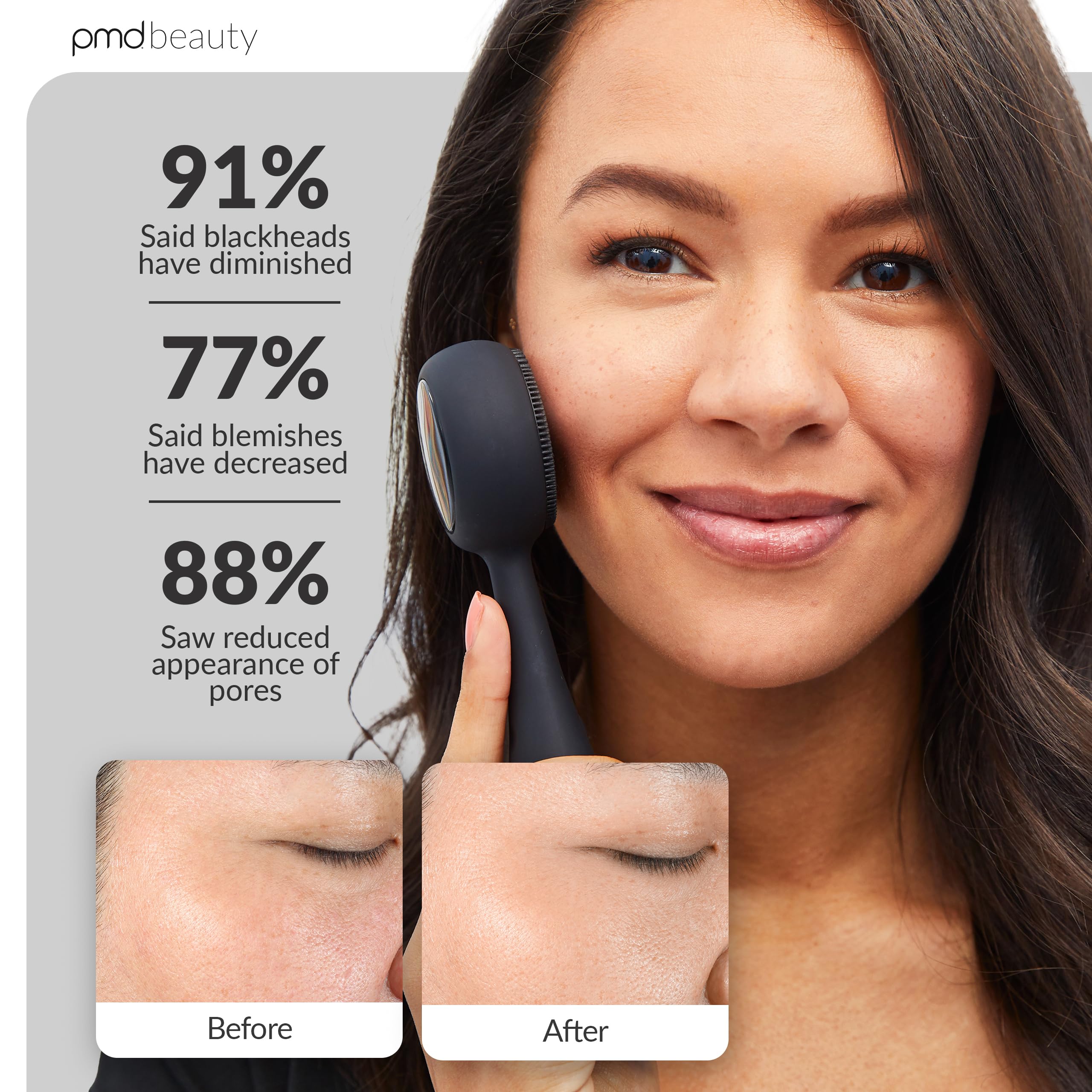 PMD Beauty Clean Pro - Electric Facial Cleansing Brush, Smart Facial Device with Silicone Brush & Heated Anti-Aging Aluminum, Gemstone, Precious Metal Massager