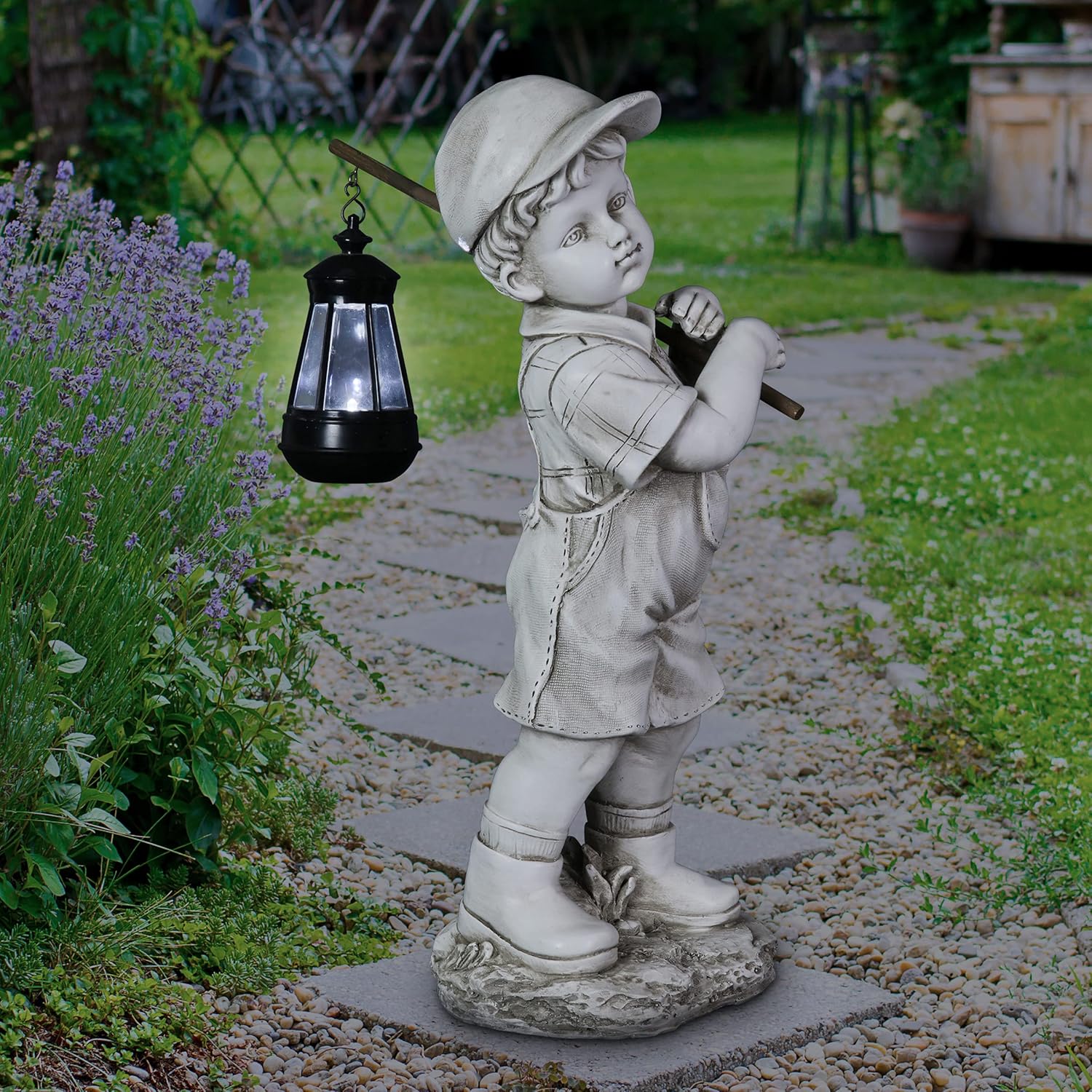 Exhart Garden Sculpture, Boy Garden Statue with LED Solar