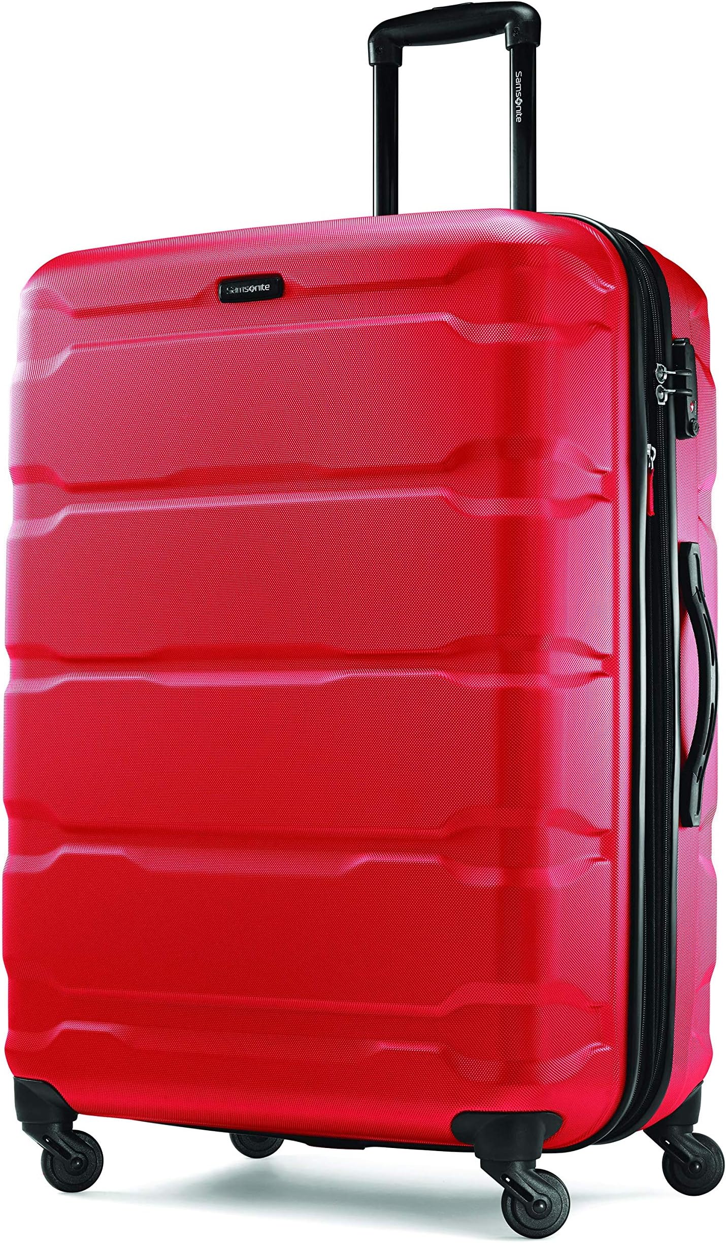 Omni PC Hardside Expandable Luggage with Spinner Wheels, Checked-Large 28-Inch, Red