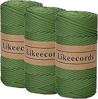 Vista 20 de Cuerda de macramé de poliéster trenzado de 4 mm, 140 yardas / 426 pies, suministros de macramé para manualidades DIY, hilo elástico para crochet