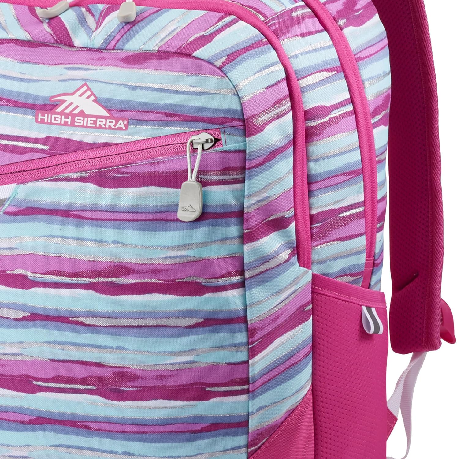 High Sierra Outburst 2.0 Carry-On Daypack Book Bag with Padded Laptop Tablet Sleeve, 360 Degree Reflectivity, Fits Most 15.6" Laptops, 28L, Watercolor Stripes