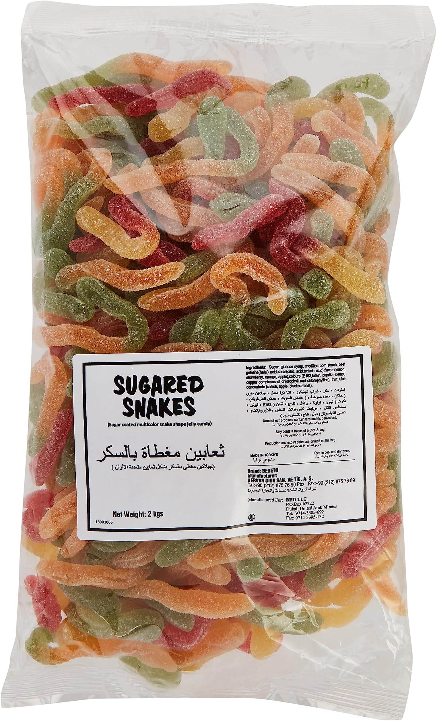 Sweet Factory Sugared Snakes Sugared Jellies (Sour) - Best for Parties, Events and other Occasions - 2 KG Pack