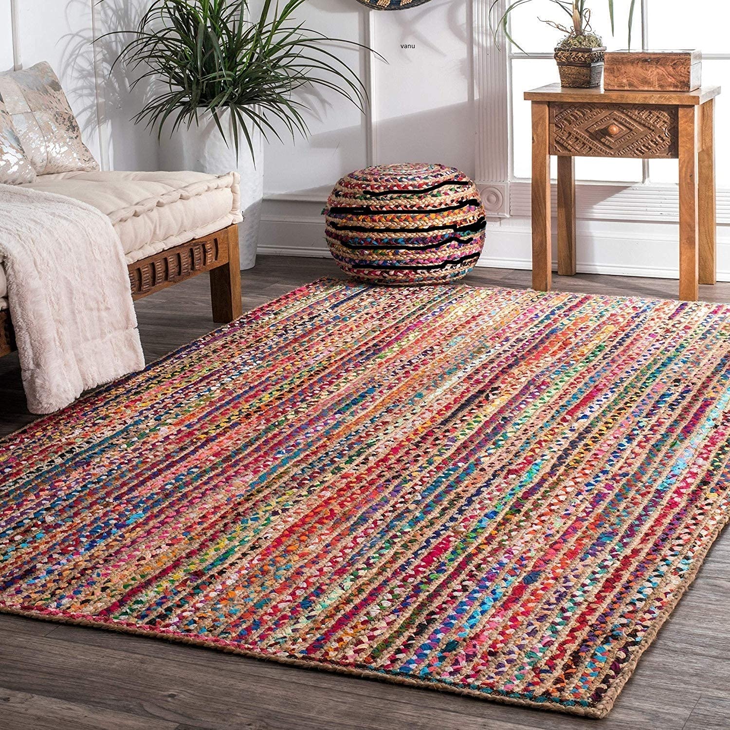 Handwoven Jute Rug - Natural & Reversible -13