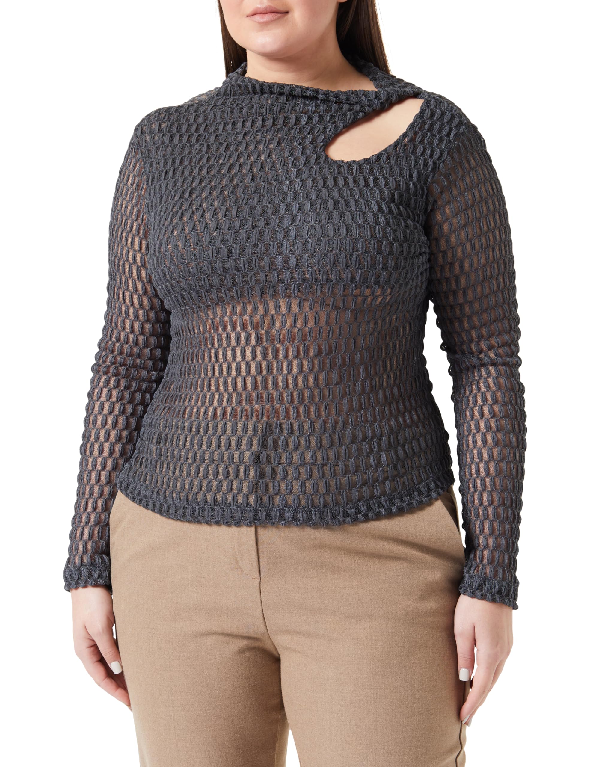 Trendyol Women's Straight Long Sleeve Slim Blouse, Anthracite, S