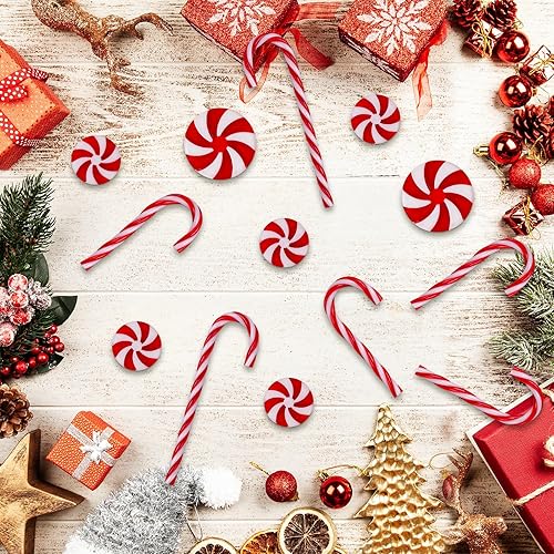 Miniatura 3 de 48 adornos colgantes de bastón de caramelo de Navidad, guirnalda de remolinos de caramelo, decoraciones de árbol de Navidad, bastón de caramelo de