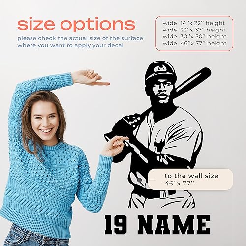 Miniatura 44 de Calcomanía de pared de béisbol personalizada, calcomanías deportivas personalizadas para habitación de niños, calcomanías de béisbol para habitación