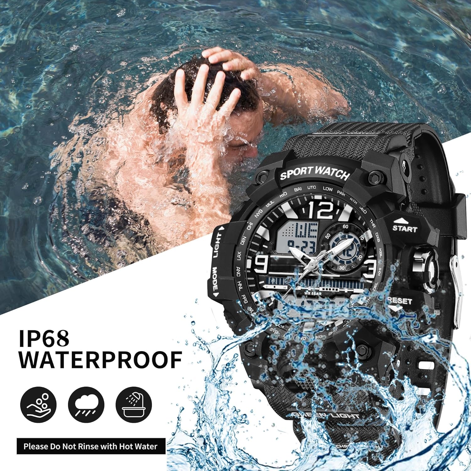 findtime Women's Ladies Digital Sports Watch, Watches for Women with Alarm Stopwatch Hourly Chime Light Up Outdoor Reloj Militar