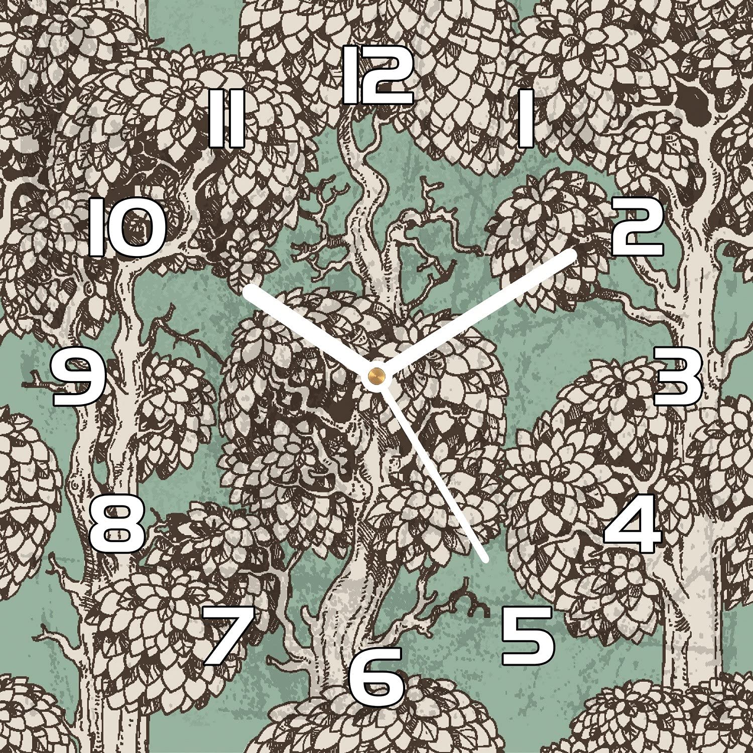 Horloge en verre 30x30 cm forêt enchantée de style vintage pour une déco nature