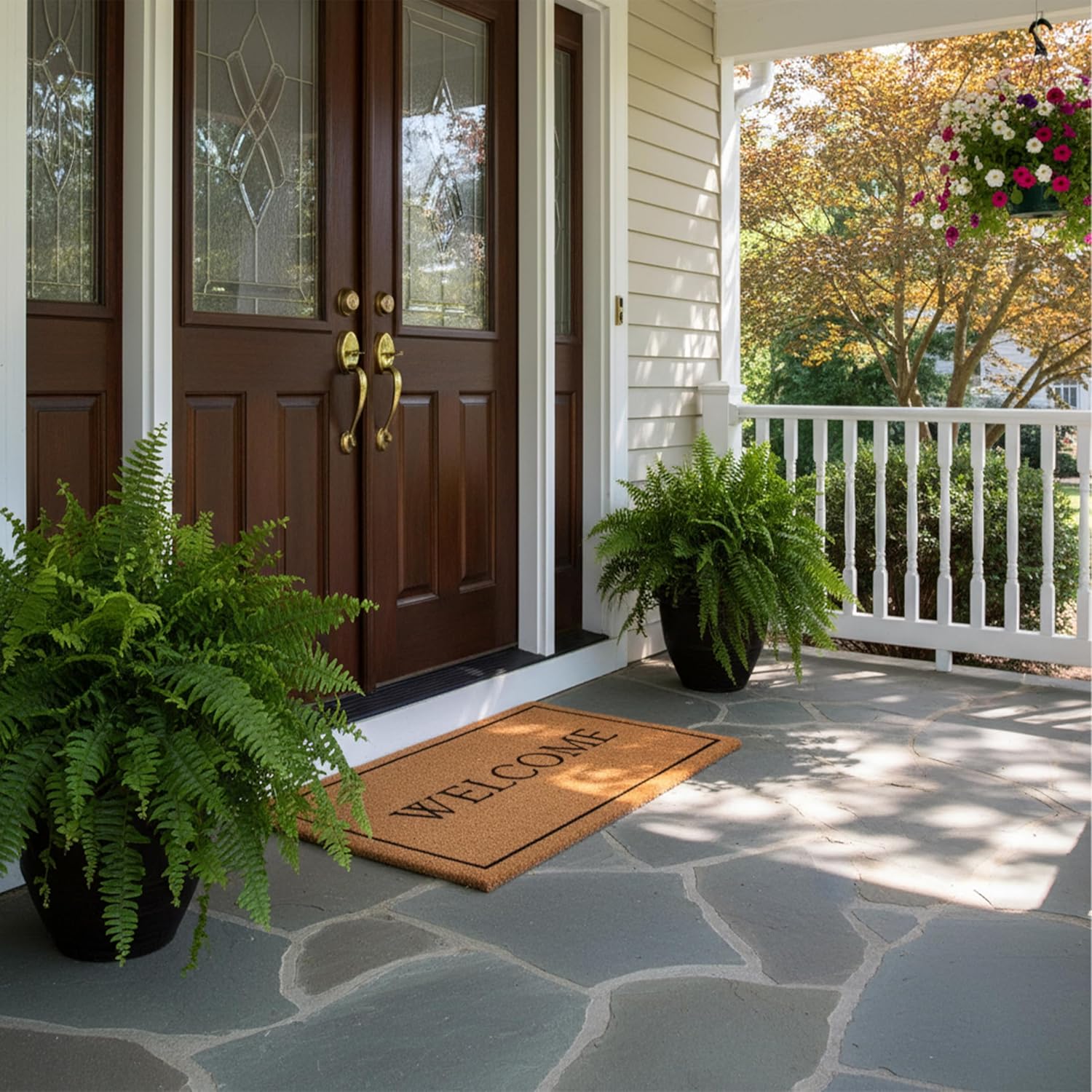 Calloway Mills AZ104812436 Welcome Border, 100% Coir Doormat, 24" x 36" x 1.50", Natural/Black