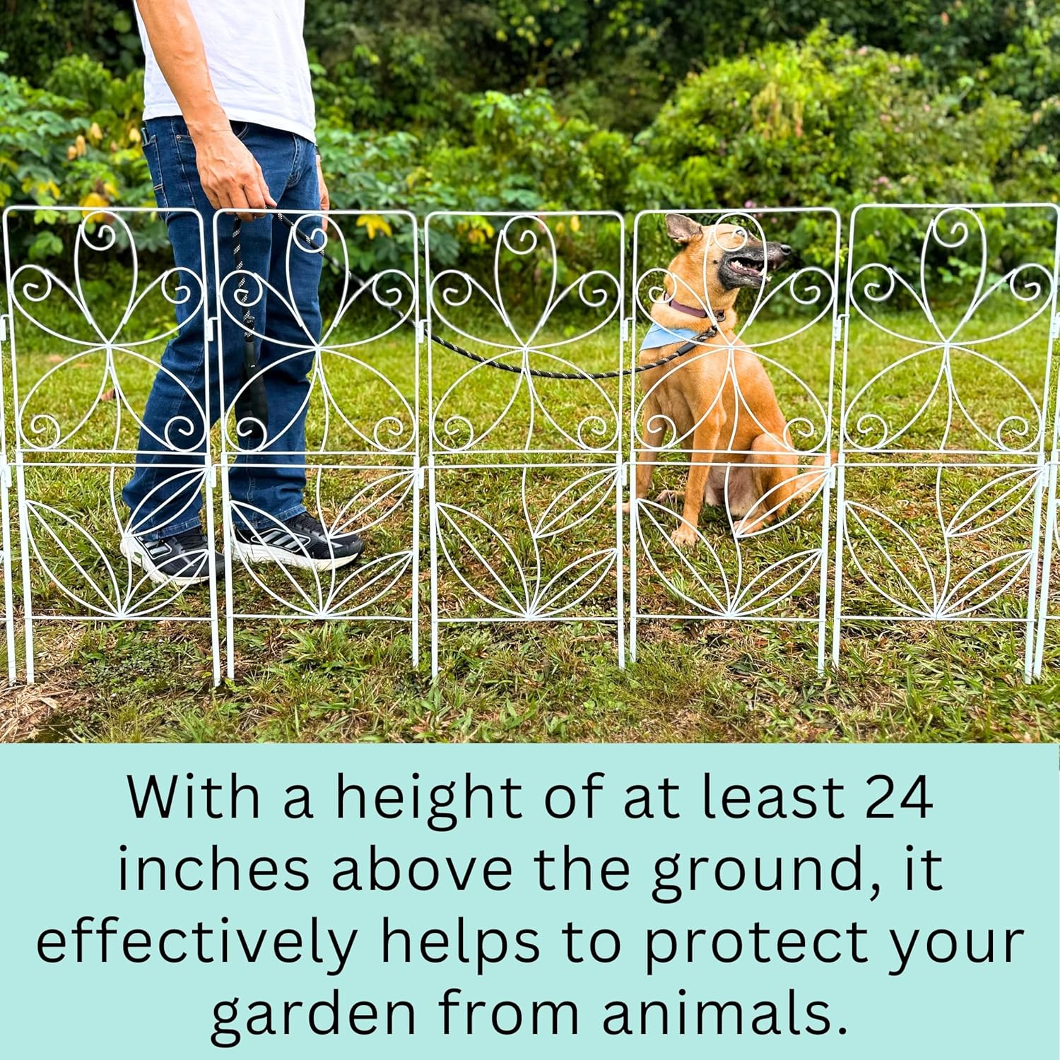 ShopLaLa Garden Fence (10 Panels) 12.5in(L) x 31in(H) Rustproof White Metal Wire Decorative Floral Flower Bed Edging for Landscape, Animal Barrier Fencing Small Dog Yard Gate Fences Tall Outdoor Decor