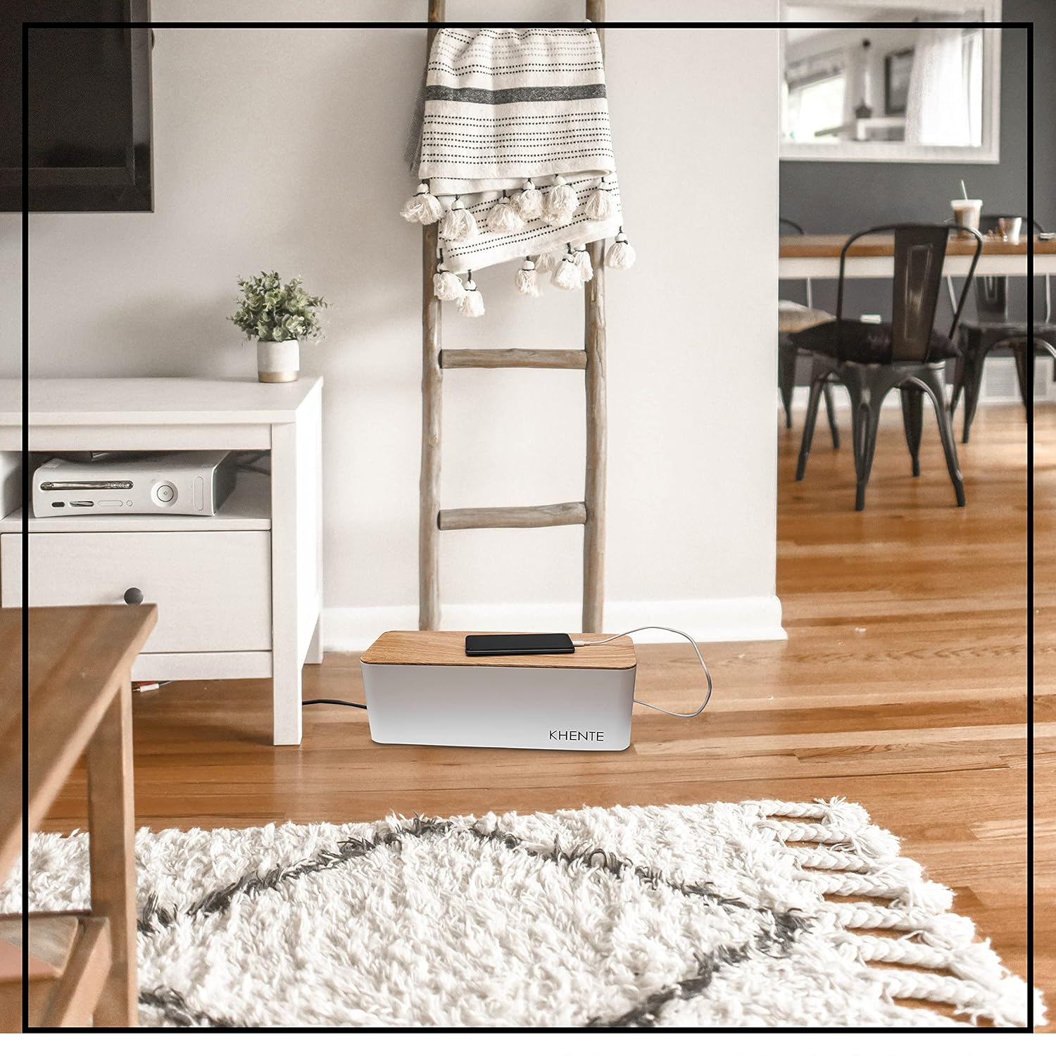 Exclusive Discount 60% Price KHENTE Large Cable Management Box White, Cord Organizer with 15 Reusable Cable Ties