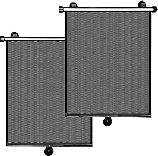 Maxpart 2 Pack Retractable Car Rear Side Window Sunshade, UV & Heat Blocker, Protects Kids, Pets, Fits Most Cars, Trucks, SUVs, Vans, RVs