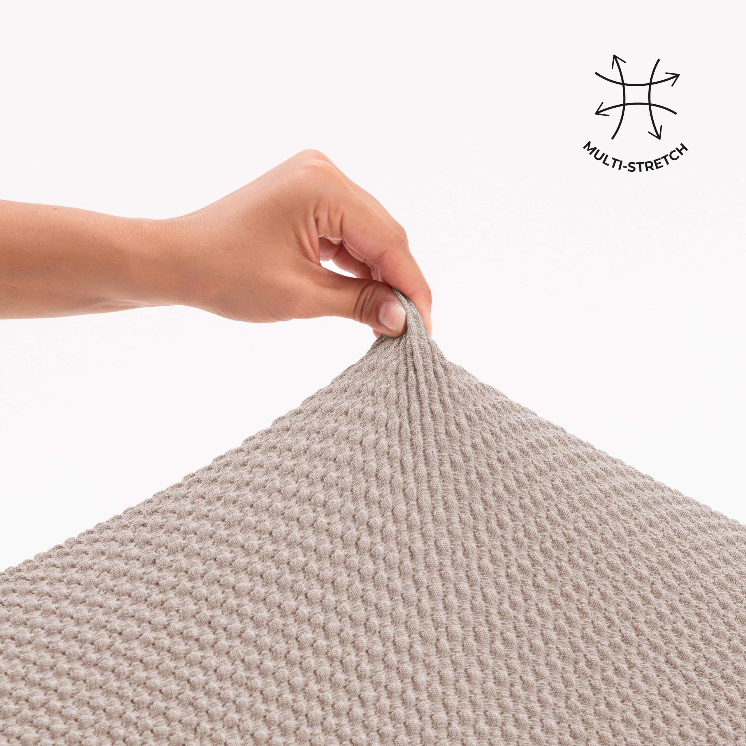 Funda Sofá Multi-Elástica Forma, 3 Plazas de 180 a 230 cm, Color Lino, Tejido Jacquard Premium con Ajuste Natural, Fabricada en España, Certificada Oeko-Tex®