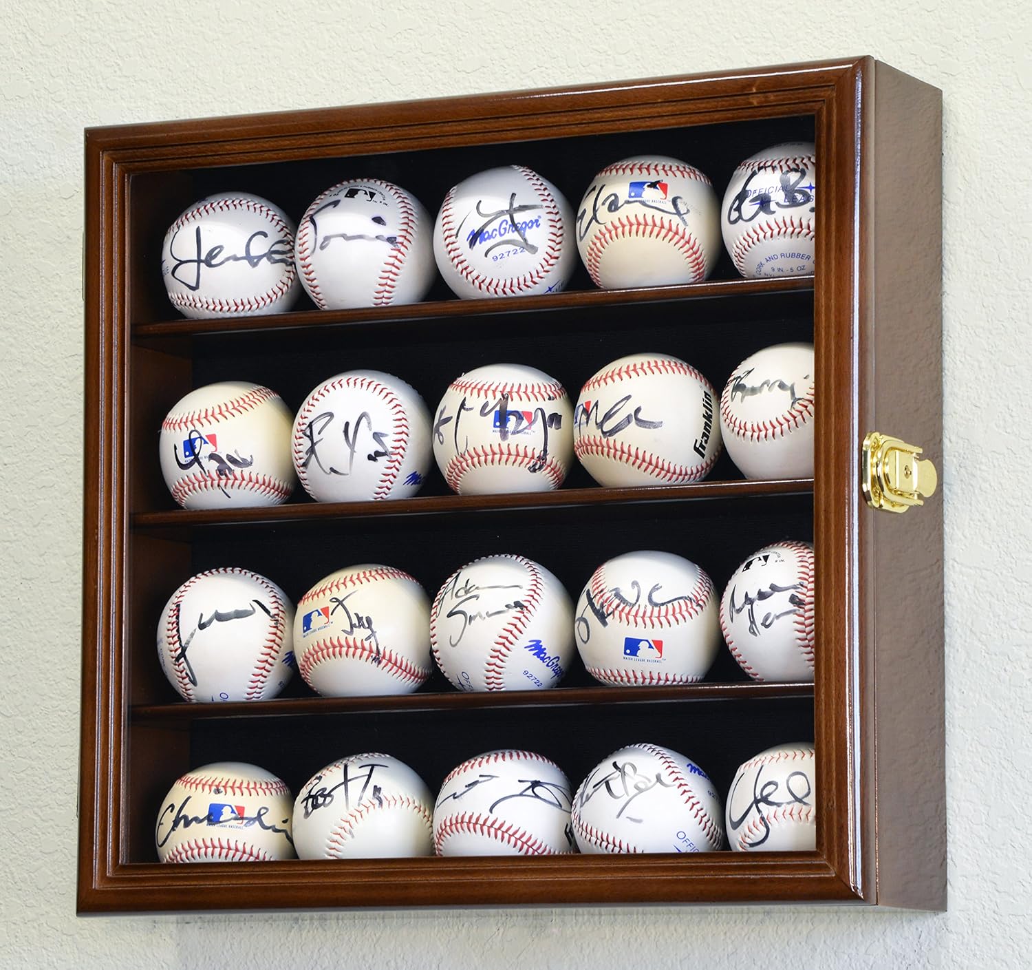 20 Baseball Ball Display Case Cabinet Holder Wall Rack 98% UV Protection Lockable