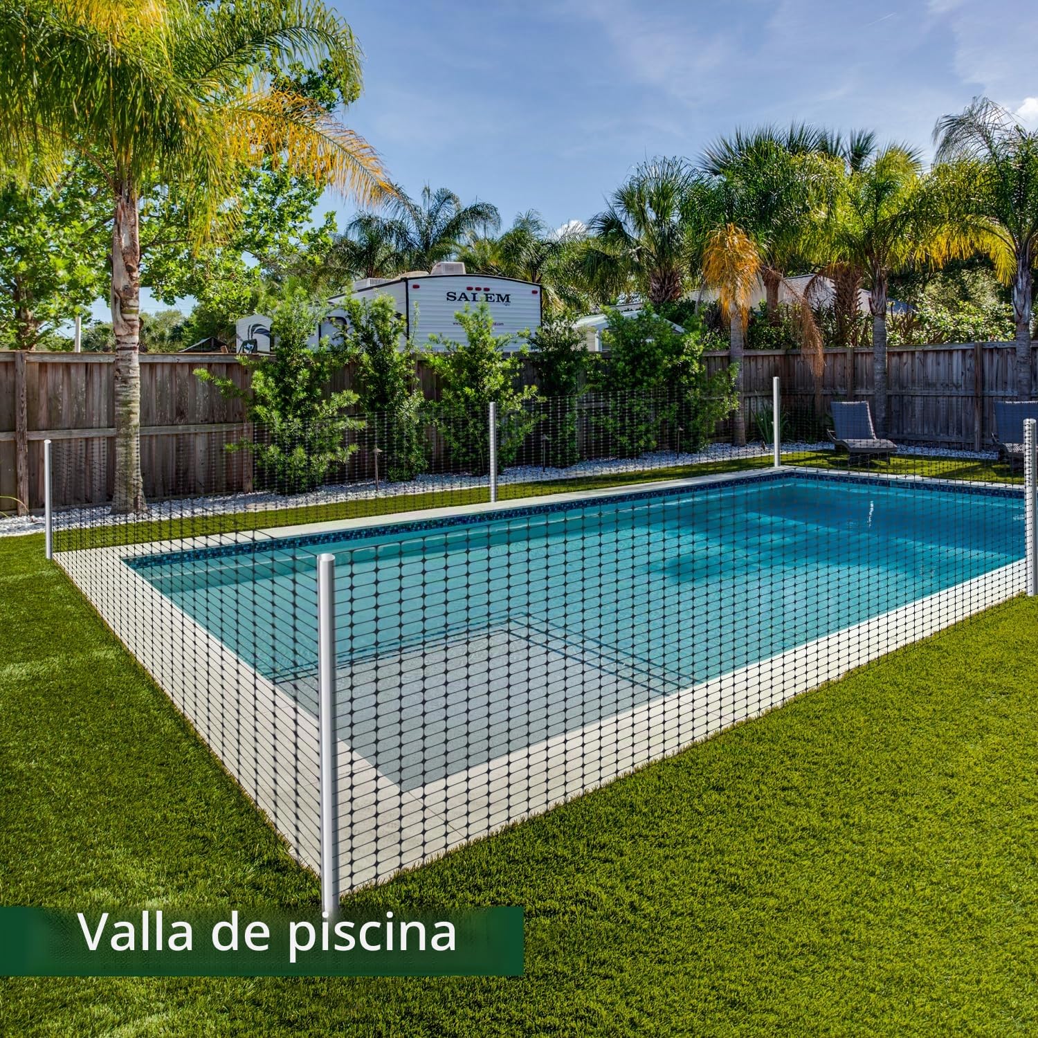 Juego de Barrera de Animales para Jardín, 1 m x 30 m, Rollo de Red de Seguridad Temporal Con 25 Estacas de 1,15 m, Reutilizable para Piscina, Nieve y Aves de Corral