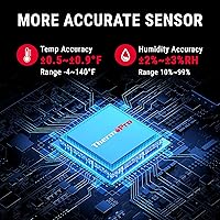 Vista 2 de ThermoPro Bluetooth Thermometer Hygrometer, 260FT Range Temperature Sensor Greenhouse Thermometer, Remote App Control Temperature and Humidity
