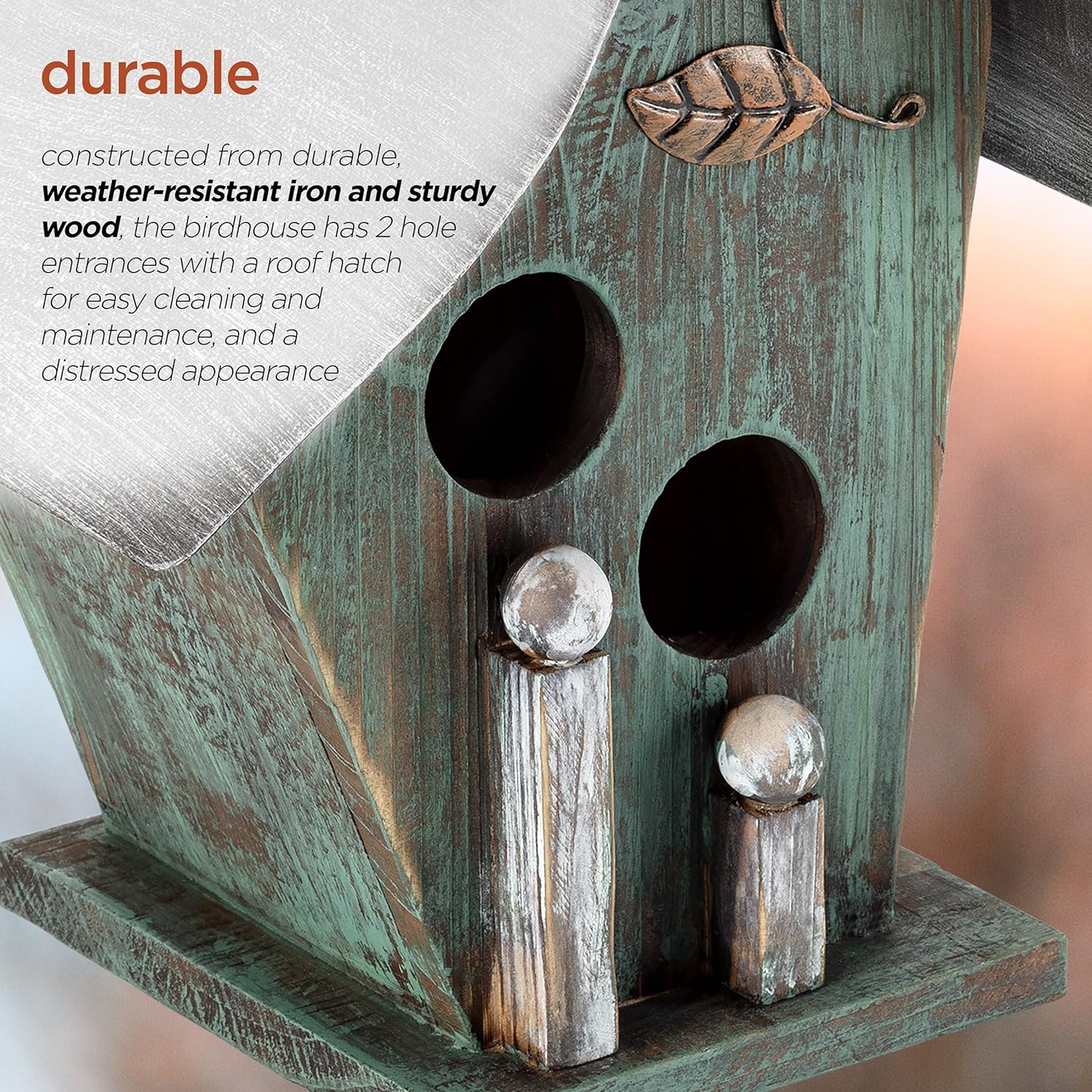 Alpine Corporation YEN134HH-TUR Wooden Birdhouse Outdoor Decor for Garden, Patio, Deck, Porch, 12" Tall, Turquoise : Everything Else