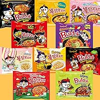 Vista 1 de Buldak Ramen Fideos 10 sabores surtidos Combo Original, 2 x Picante, Queso, Carbonara, Jjajang, Estofado, Kimchi, Quattro, Habanero, Crema