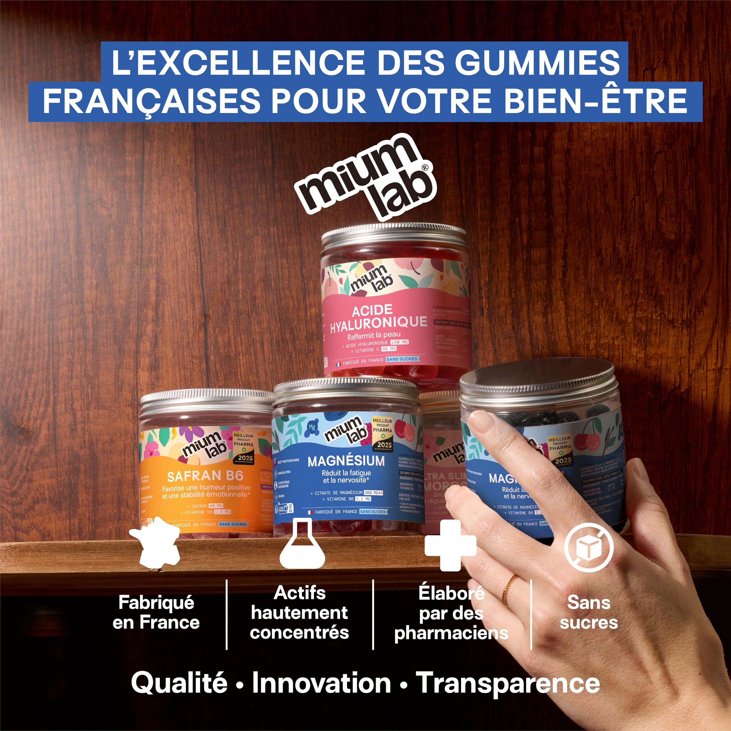 Mium Lab Gummies Magnésium 300mg - Magnesium Citrate et Vitamine B6 - Anti Stress, Fatigue et Nervosité - Complément Alimentaire Magnesium Adulte et Enfant - Goût Fruits Rouges - Gummies Sans sucres
