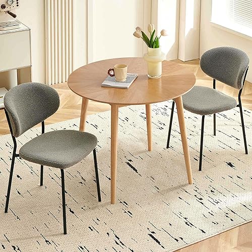 Miniatura 29 de Juego de mesa redonda Homedot para 4, moderno juego de mesa de cocina de 5 piezas, mesa de café redonda de 37" en MDF con 4 sillas de comedor Blanco