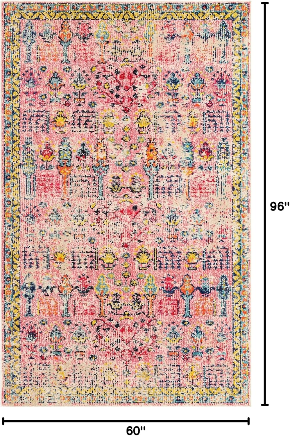 Rugs.com El Paso Collection Rug – 5' x 8' Pink Medium Rug Perfect for Living Rooms, Large Dining Rooms, Open Floorplans