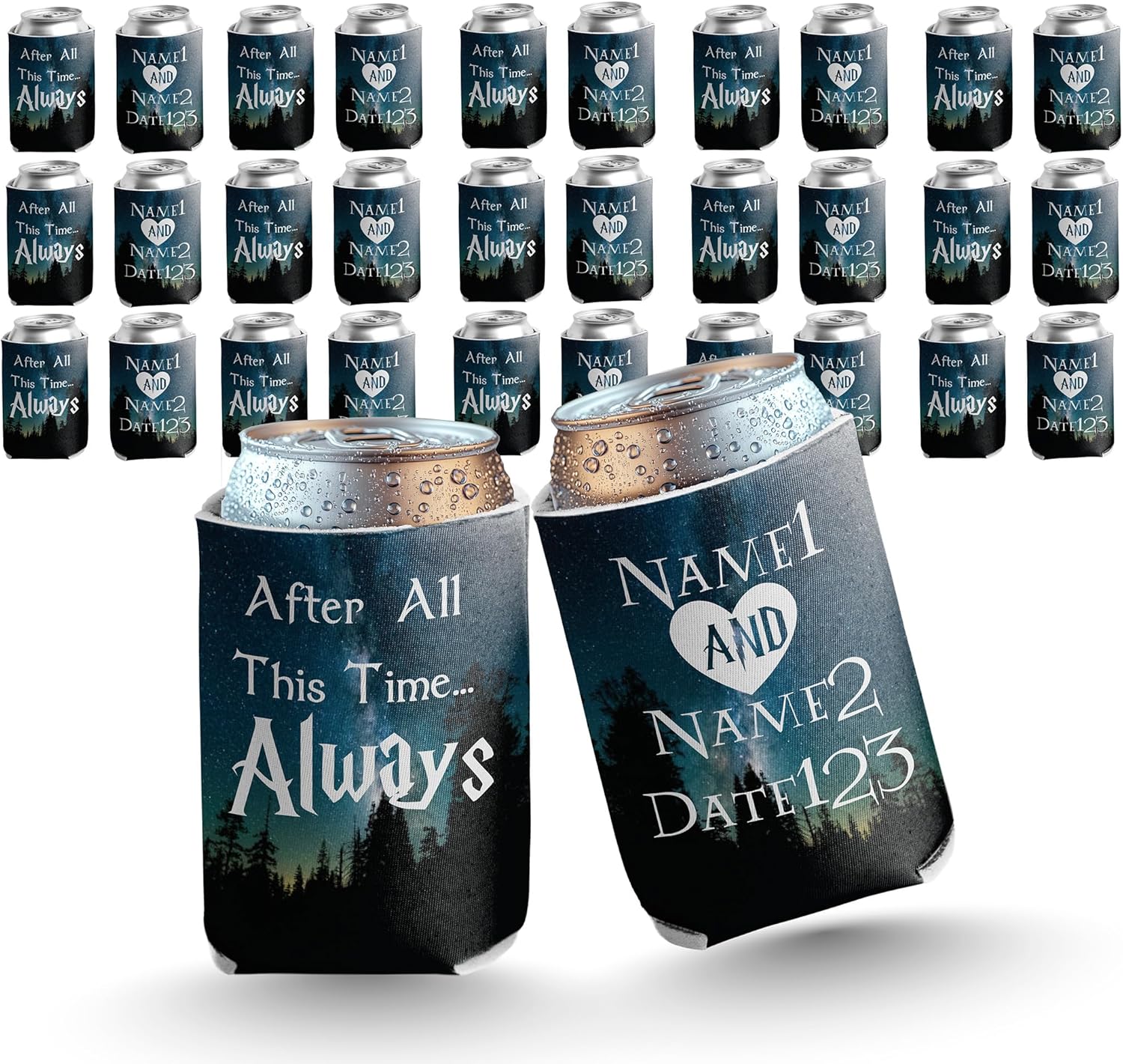 VictoryStore Can and Beverage Coolers - Custom Wedding Can Cooler, "After All This Time. Always", Set of 50