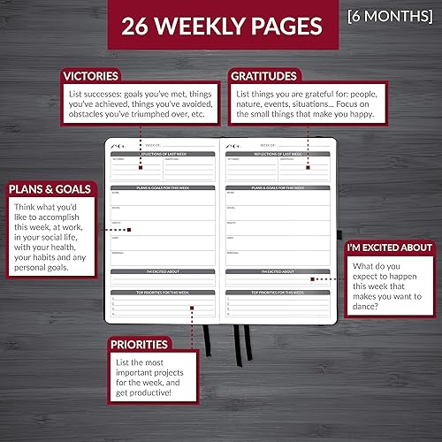 Miniatura 3 de clásico  Para dar gracias, anotar logros, etc., planificador mensual, diario y semanal Lograr metas, aumentar la productividad, aumentar la