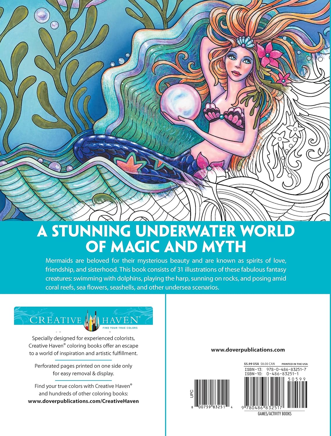 Creative Haven Magnificent Mermaids Coloring Book (Adult Coloring Books: Fantasy) image 2