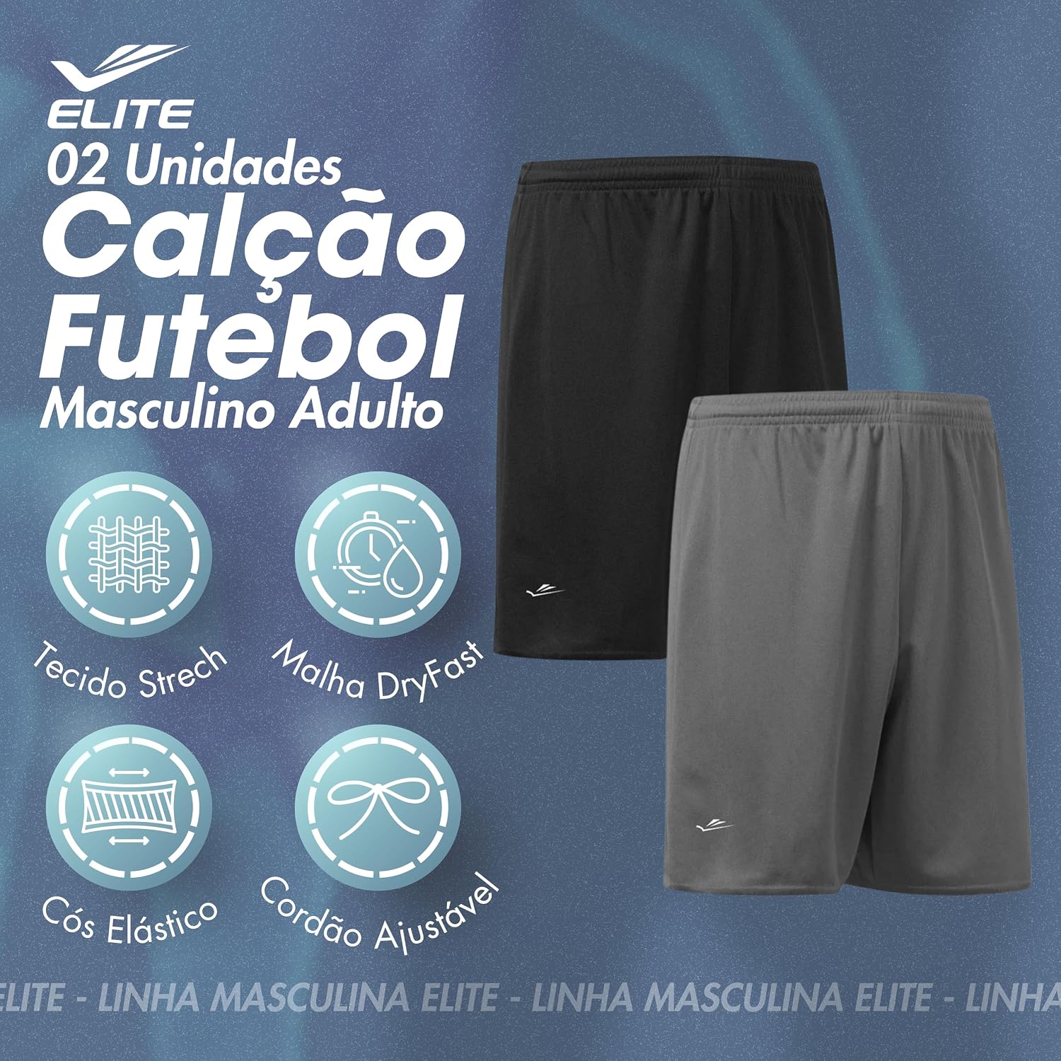 Kit 2 Short Calção Futebol Academia Bermuda Masculino Adulto