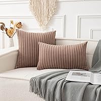 Vista 725 de UGASA - Juego de 2 fundas de almohada de terciopelo a rayas, funda decorativa para cojín con cremallera oculta para el hogar, sofá, dormitorio