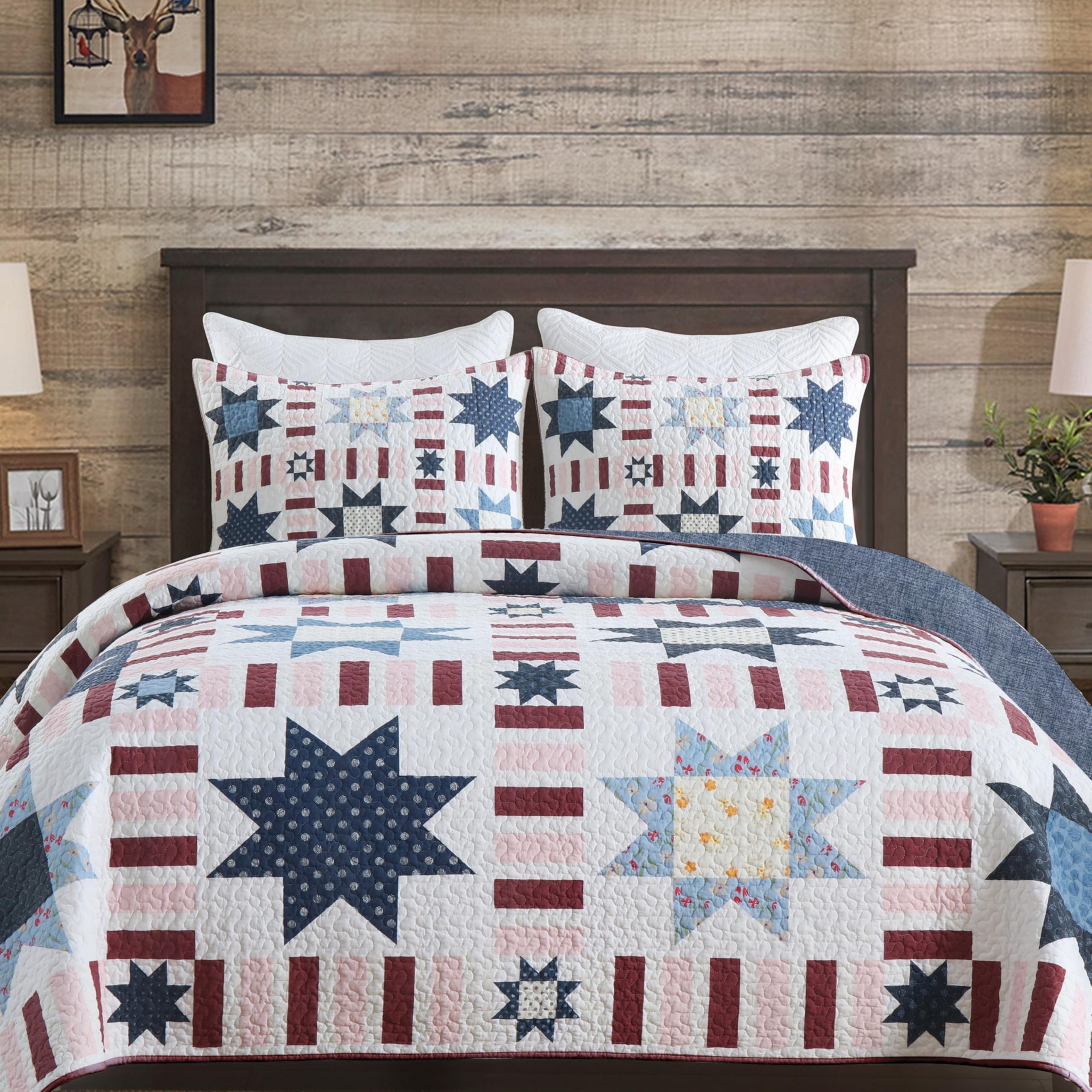 MarCielo Patriotic Star Rectangle Quilt Set