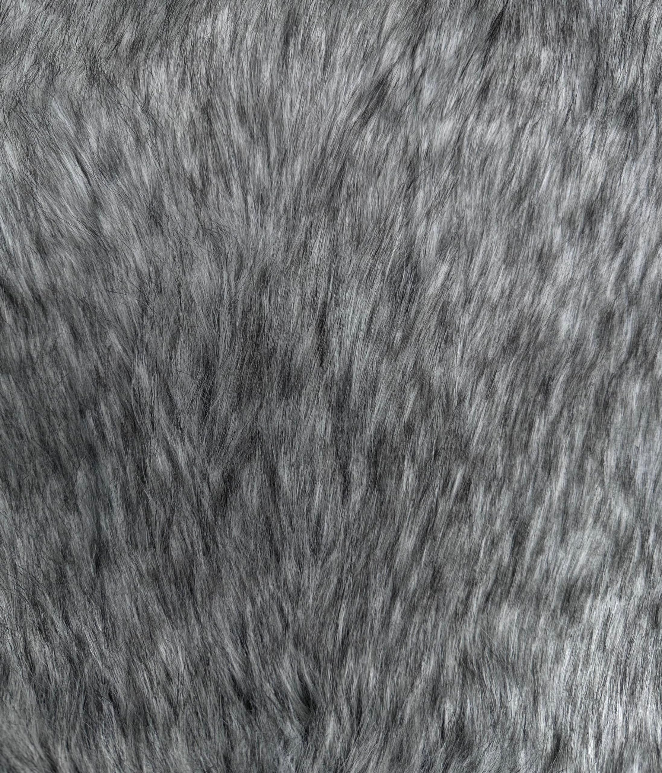 Faux Animal Fur 2-inch Long Pile 900gram Per Meter, Heavy 65" Wide Fabric Full, Plush, Fluffy shag Warm Soft Coat, Fursuit Costume, lux Carpet - (Gray Wolf, 1 Piece, 1 Yard - 30x36inches)