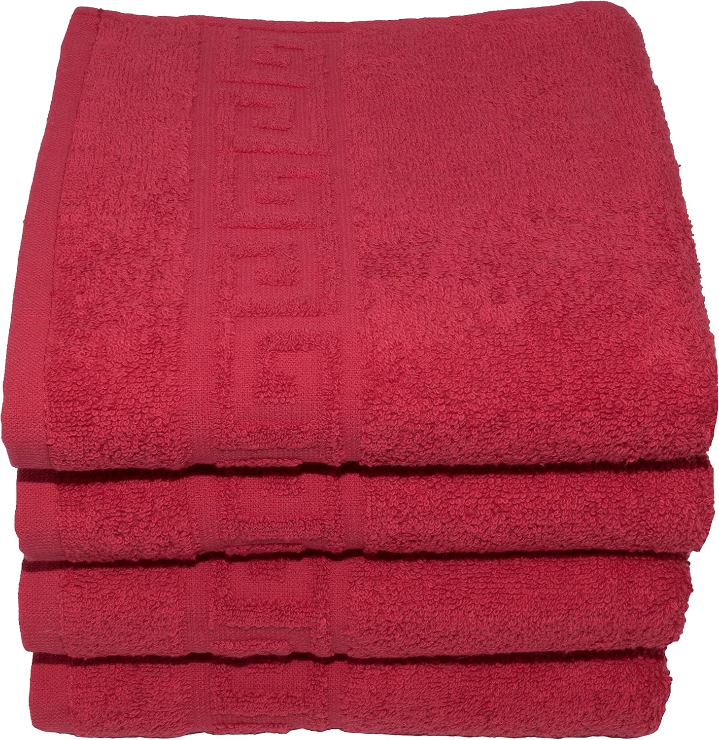 4 RED HAND TOWELS SET,100 NATURAL COTTON 50X90 CM LARGE HOTEL QUALITY