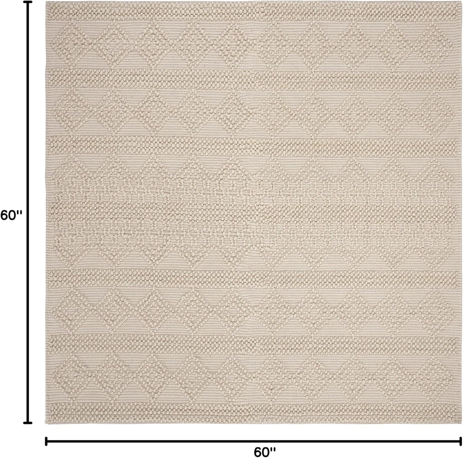 SAFAVIEH Natura Collection Area Rug - 5' Square, Ivory, Handmade Moroccan Boho Tribal Wool & Cotton, Ideal for High Traffic Areas in Living Room, Bedroom (NAT102C)