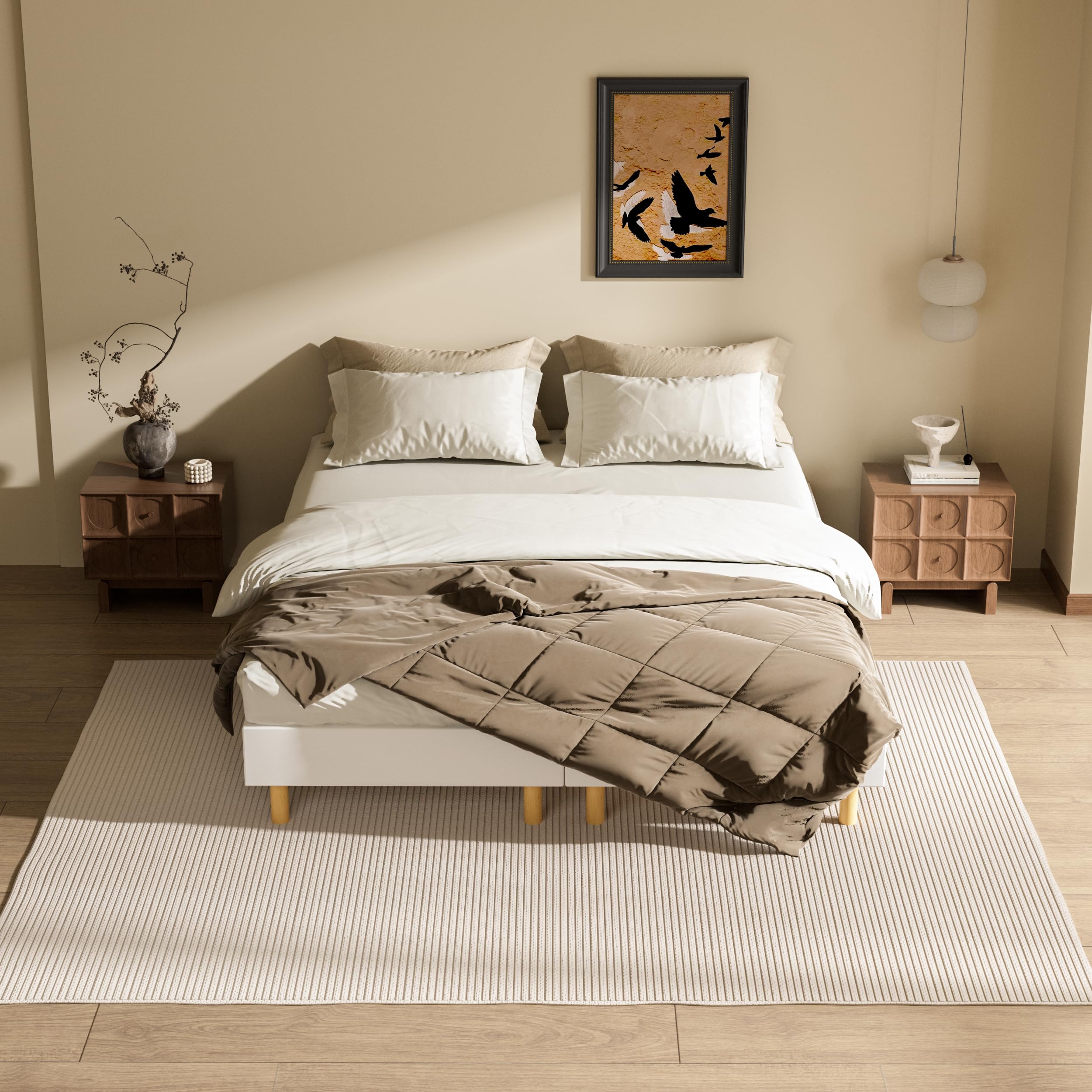 DEWINNER Sommier Tapissier 80x200x2| Lit Double Robuste 160x200| Sommier 160x200| 12 Pieds| Surmatelas en Mousse Haute Densité| Hauteur avec Pieds 29 cm, 160 x 200