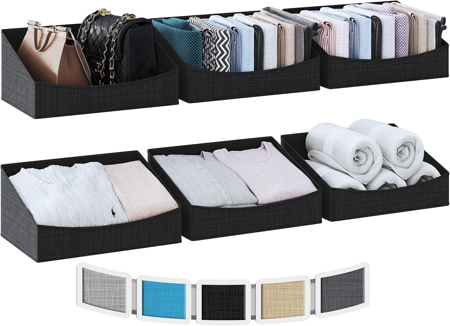 NEATERIZE Storage Baskets For Shelves [Set of 6