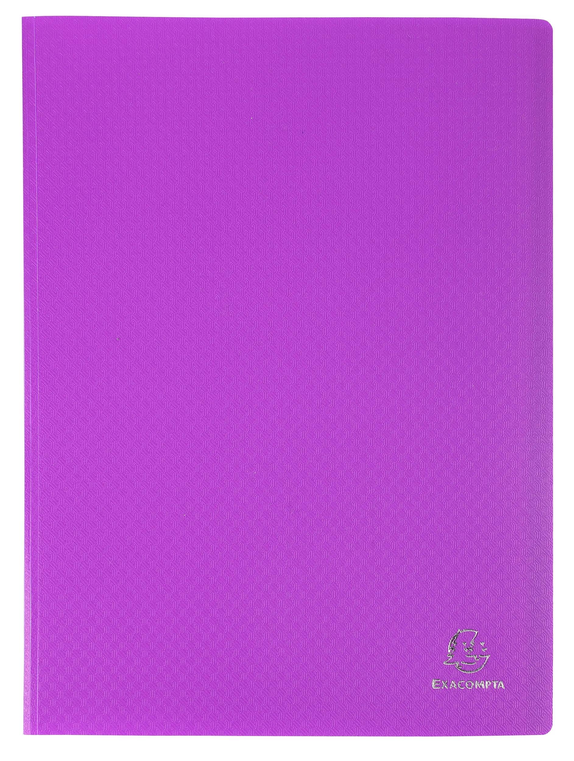 Exacompta - Ref 88116E - Box of 8 OPAK Document Holders - 100 Smooth Crystal Pockets - 200 Sheets - for A4 Size - Dimensions 24 x 32 cm - semi-Rigid Polypropylene Cover - Color Purple