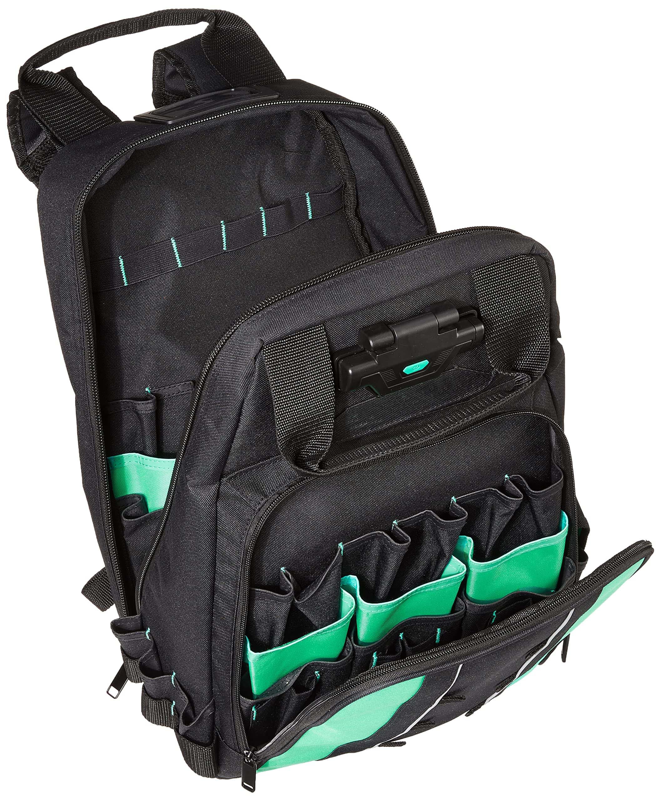 Amazon Basics Zaino, con 55 tasche, porta attrezzi, e illuminazione, Nero
