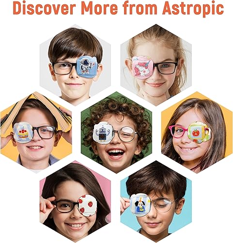 Miniatura 7 de Astropic Parche de algodón 3D y seda para niños  Parche de ojos para niños para gafas  Parche médico para niños con ojo perezoso (robot gris, ojo