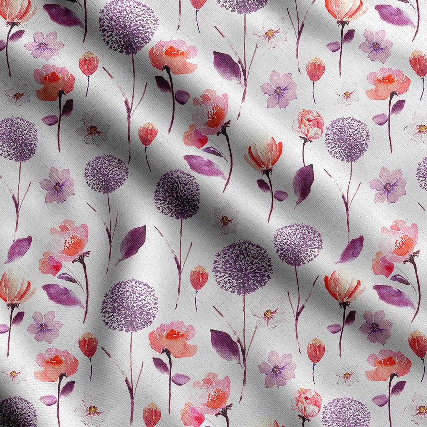 Soimoi Watercolor Floral Print - Blue, Canvas Fabric Material - 56 Inch Wide, 1 Yard, Unstitched Fabric for Upholstery, Bags, Workwear and Outdoor Gear.