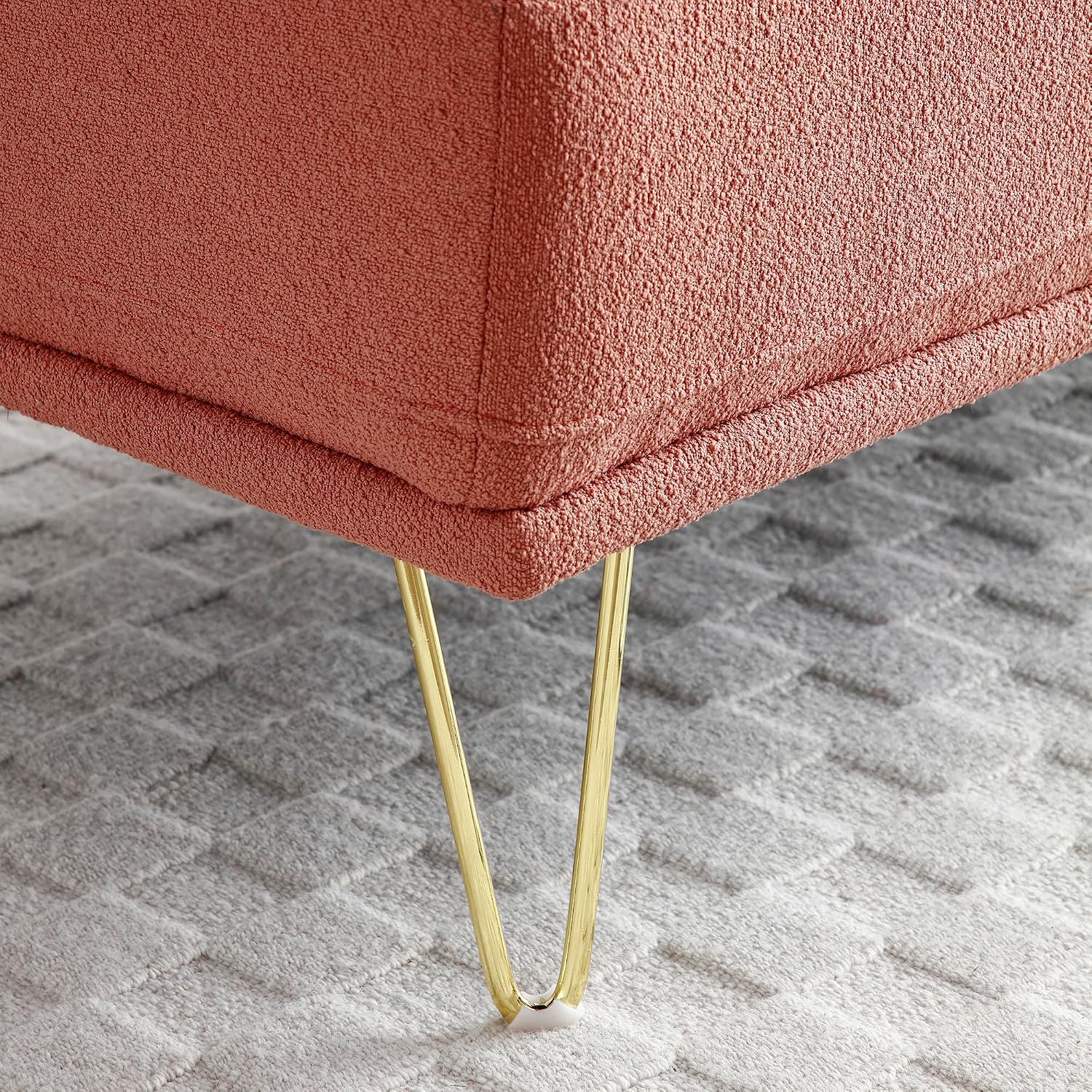 HRVEOCEI 56.3" Modern Ottoman Velvet Bench for Bedroom, Upholstered Entryway Footrest Window Bench with Backrest & Gold Metal Legs for Living Room (Pink)