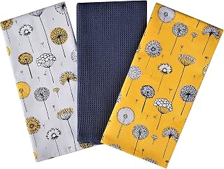 SiXsigma Sports Retro Meadow Tea Towels 100% Cotton Decorative Kitchen Cooking Dish Linen Cooking BBQ Pack of 3- Novelty Pretty Stylish Retro Meadow Premium Quality Grill Bake Ware gifts