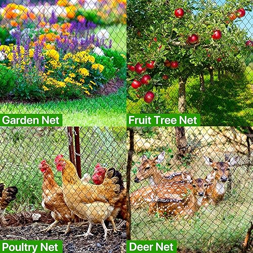 Miniatura 3 de Red de pájaros para gallinero  Red de aves de corral de 50 x 50 pies sobre pollo y corral de pollo, red de jardín de malla resistente de 2.4