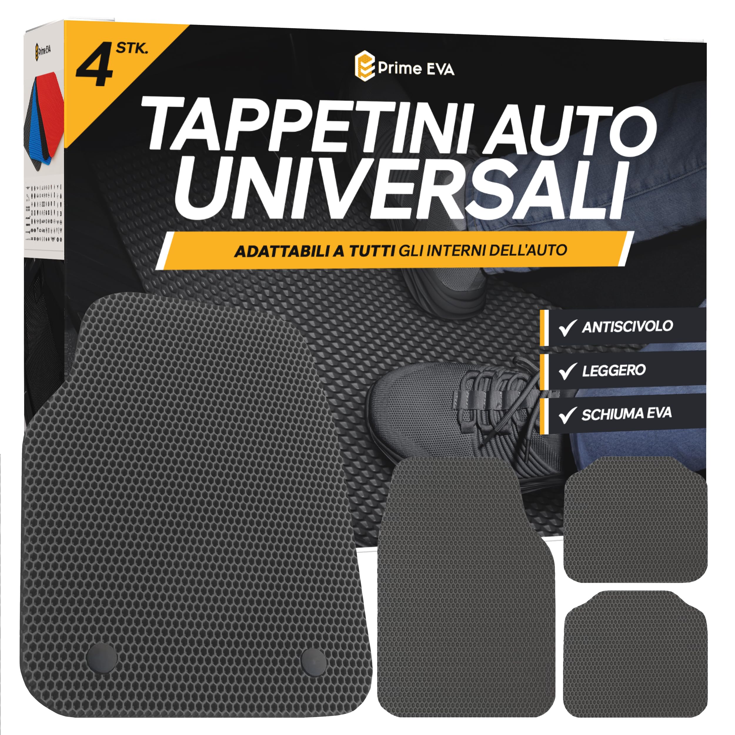 MOTOS Set Tappetini Auto In Gomma TPE Per Hyundai I30 III (2017+) | Tappeto Abitacolo + Baule 3D Antiscivolo | Protezione Stagionale