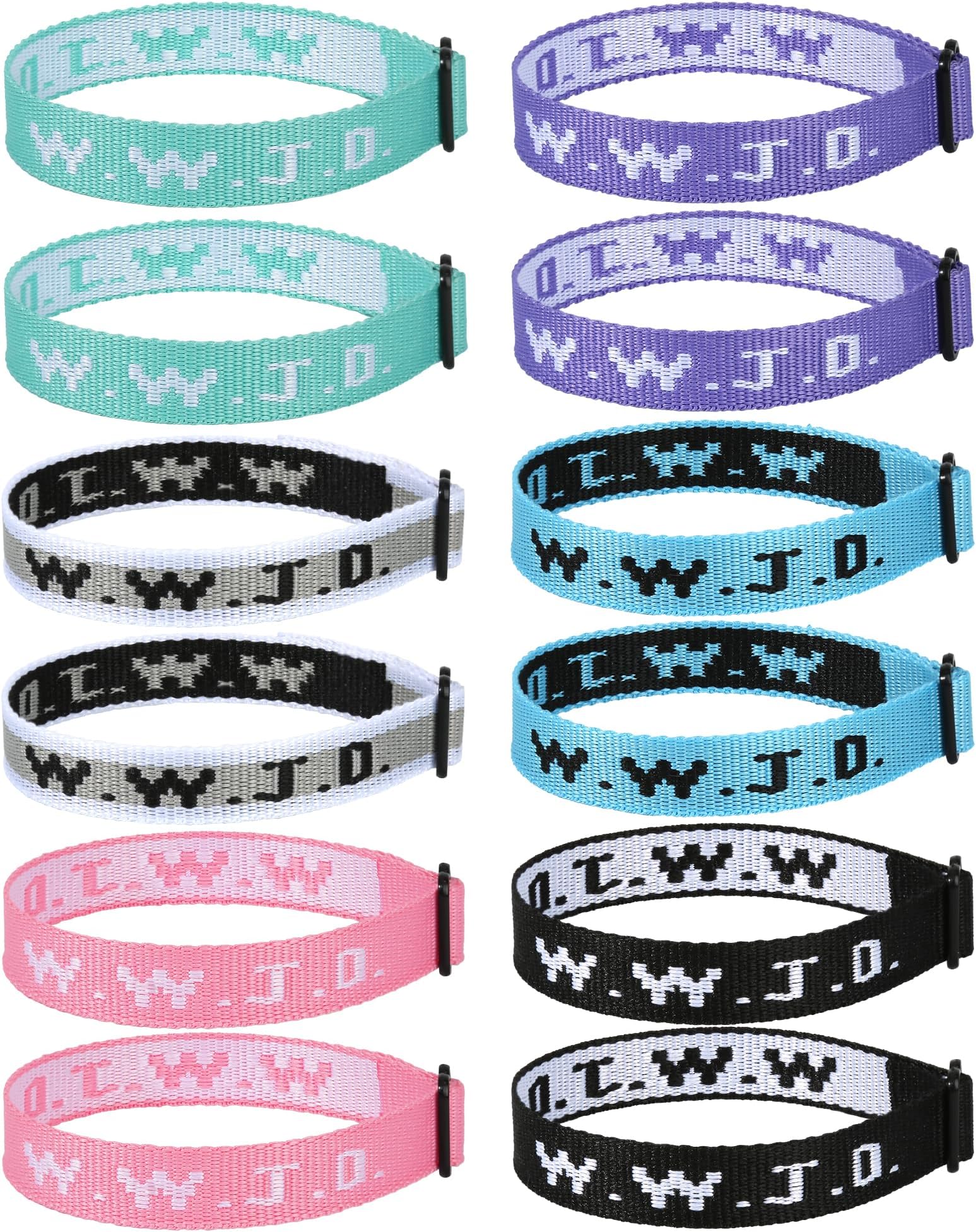 12PCS WWJD Bracelet Pack, Christian Gifts Adjustable Wristbands, WWJD Jesus Bracelets Bulk - What Would Jesus Do Bracelet for Women Men