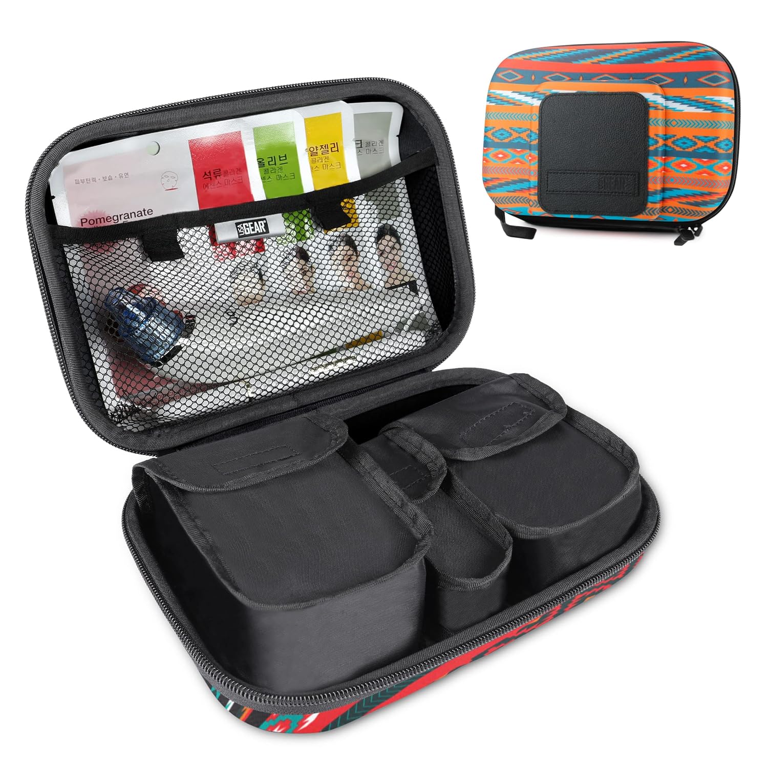 USA GEAR Hard Shell Cosmetic Travel Bag with Removable Pouches, Weather Resistant Exterior - Cosmetic Organizer - Toiletry Bag for Face Steamer, Gua Sha, Blackhead Remover, Face Masks, Beauty Products