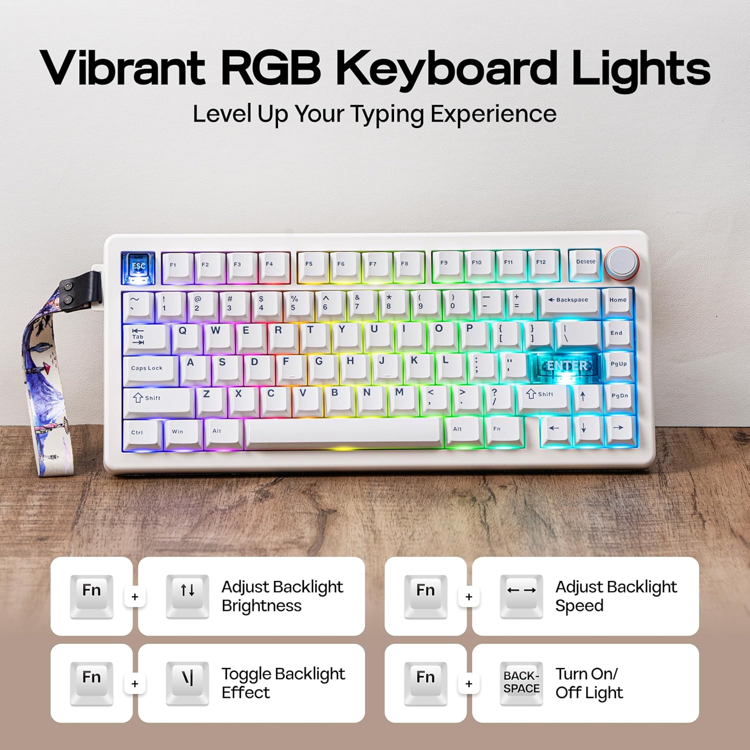 MechLands CIDOO QK75 VIA Programmable 75% Compact Keyboard, USB-C/BT5.0/2.4Ghz Wireless, Hot Swappable Custom Mechanical Keyboard with Gasket Mounted, PC Plate, 4000mAh Battery for Win/Mac (White)