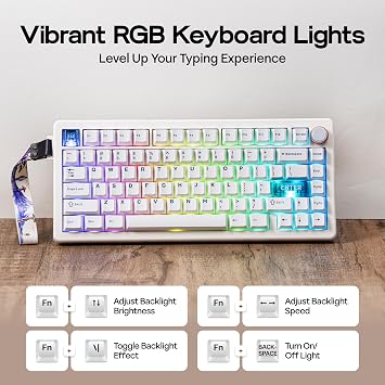MechLands CIDOO QK75 VIA Programmable 75% Compact Keyboard with KiiBoom Matcha Latte V2 Linear Mechanical Switch Set