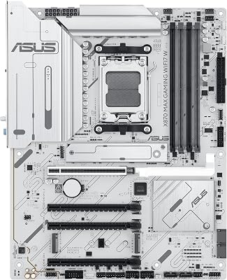 ASUS X870 MAX GAMING WIFI7 W, Scheda Madre AMD ATX, Slot DDR5, Bianca | 12+2+1 Fasi di Alimentazione, 3 Slot M.2, PCIe 5.0, WiFi 7 Q-Antenna, Ethernet Realtek 2,5Gb, HDMI, USB4 con USB-C, Aura Sync