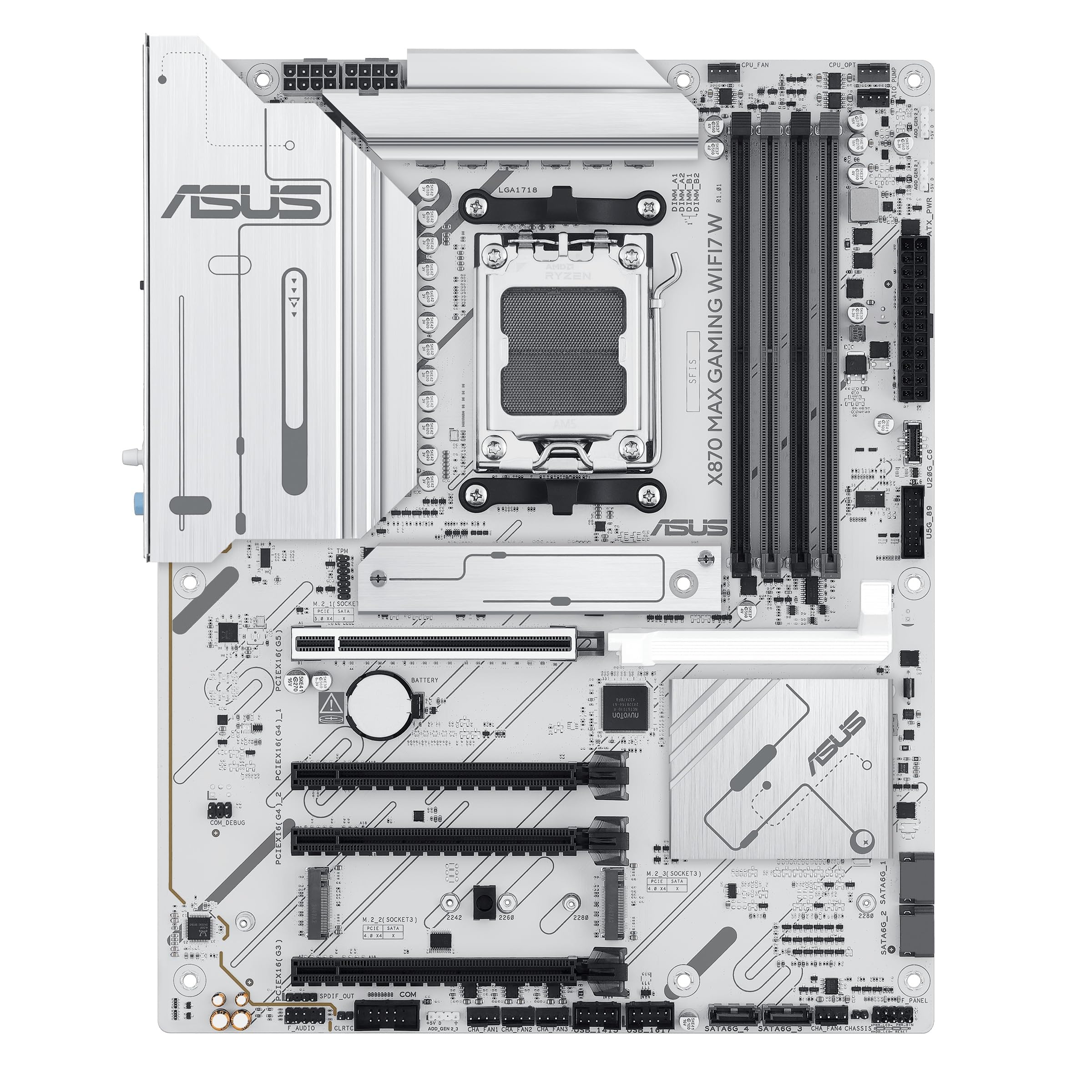 ASUS X870 MAX GAMING WIFI7 W, Scheda Madre AMD ATX, Slot DDR5, Bianca